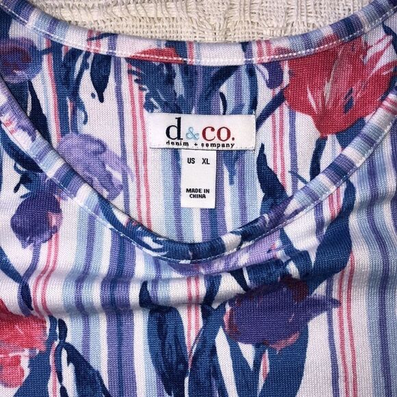 NWOT Womens XL Denim & Co Floral 3/4 Tunic Blouse - Picture 2 of 7